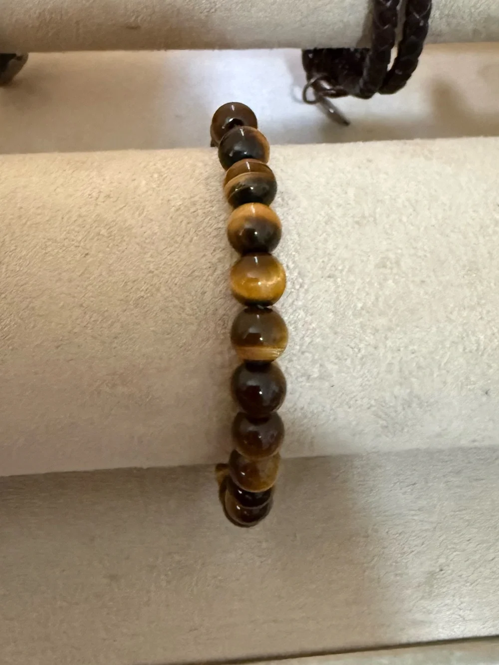 David Yurman Tiger Eye Beaded Bracelet with Silver Closure
